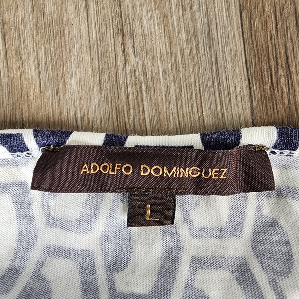 Adolfo Dominguez Womens Geometric Print V Neck 3/4 Sleeve Faux Wrap Top - Picture 2 of 14
